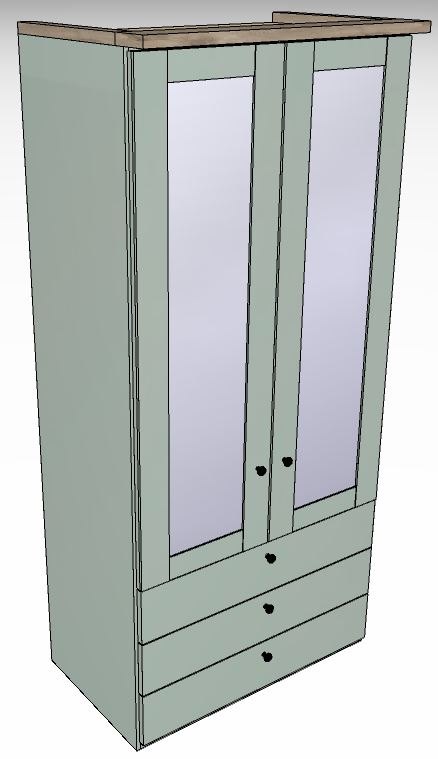 Ardley Bedroom Collection 2 Door 100cm 3 Drawers 2 Mirrored Doors