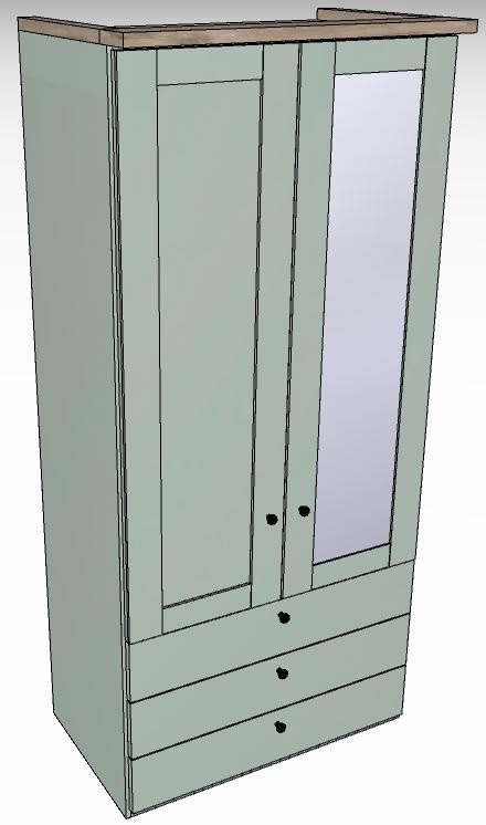 Ardley Bedroom Collection 2 Door 100cm 3 Drawers 1 Mirrored Door Right