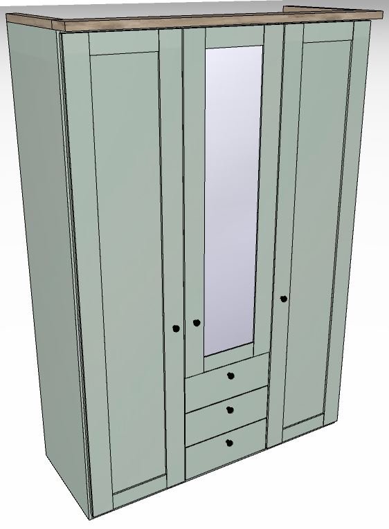 Ardley Bedroom Collection 3 Door 50cm 3 Drawers In Middle 1 Centre Mirrored Door