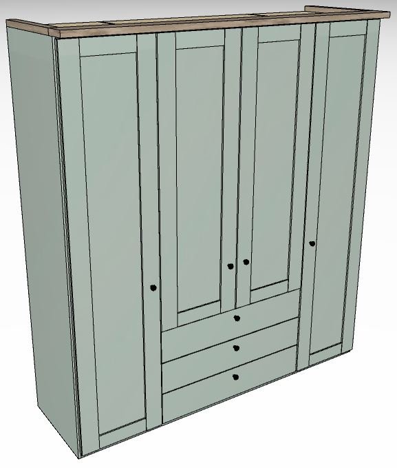 Ardley Bedroom Collection 4 Door 100cm 3 Drawers In Middle Carcase Colour