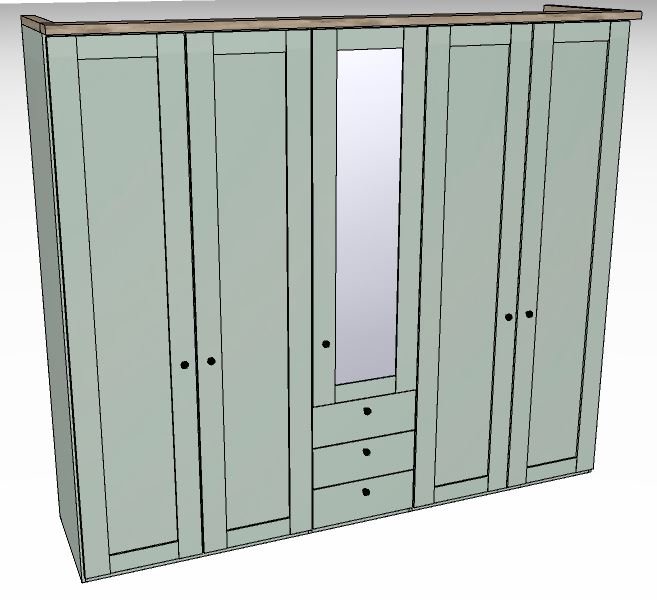 Ardley Bedroom Collection 5 Door 50cm 3 Drawer in Middle 1 Centre Mirrored Door