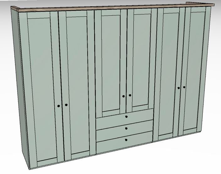 Ardley Bedroom Collection 6 Door 100cm 3 Drawers in Middle Carcase Colour