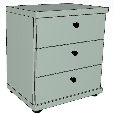 Ardley Bedroom Collection Bedside 3 Drawers Top in Carcase Colour