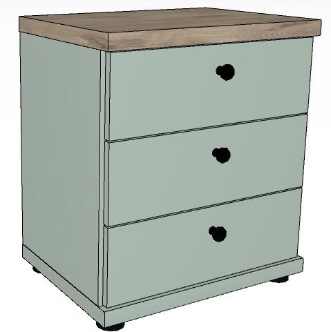 Ardley Bedroom Collection Bedside 3 Drawers Top in Nordic Oak