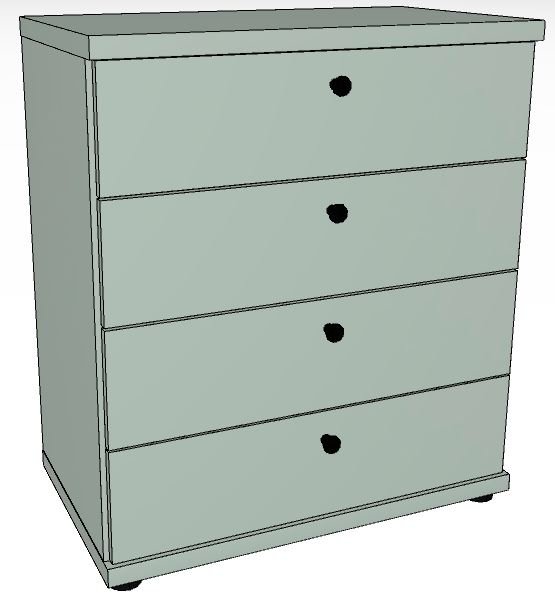 Ardley Bedroom Collection 75cm Chest of 4 Drawers Top in Carcase Colour