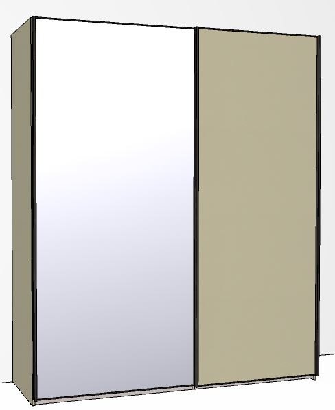 Callisto Plus 180cm Wide 2 doors 1 mirrored door left Plain Front Wooden and Mirrored Doors
