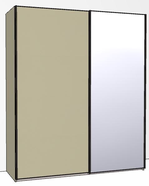 Callisto Plus180cm Wide 2 doors 1 mirrored door right Plain Front Wooden and Mirrored Doors