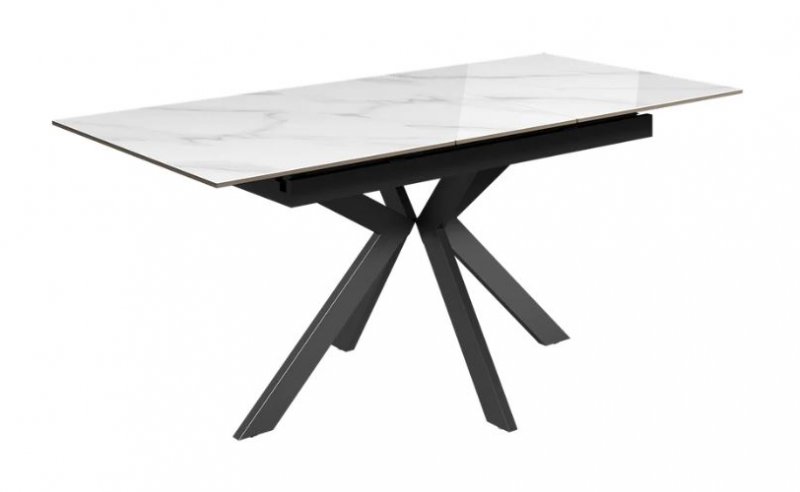 Phantom 160-200cm  Extending Dining Table - Gloss White Marble Ceramic