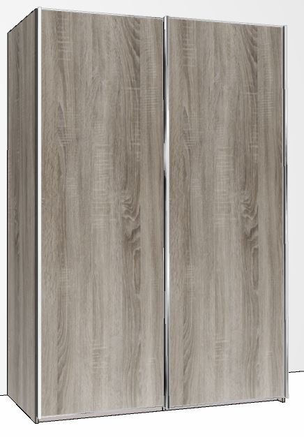 150cm Wide 2 Doors Handles in Silver Doors in carcase colour