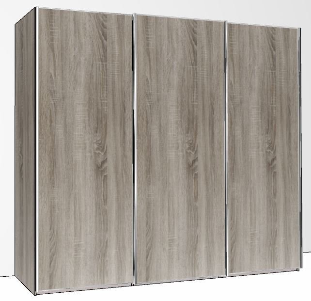 250cm Wide 3 Doors Handles in Silver Doors in carcase colour