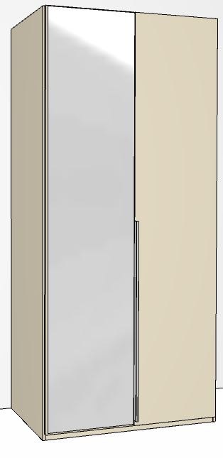 2 Door 1 Mirrored LHH Doors in Carcase Colour with Mirror