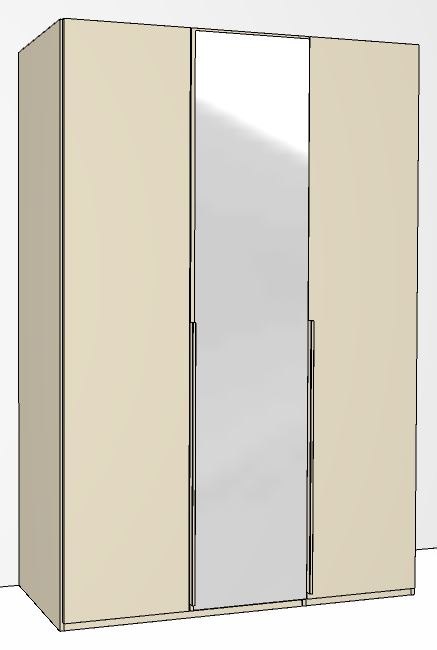 3 Door 1 Mirrored Doors in Carcase Colour with Mirror