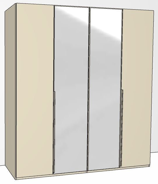 4 Door 2 Mirrored Doors in Carcase Colour with Mirror