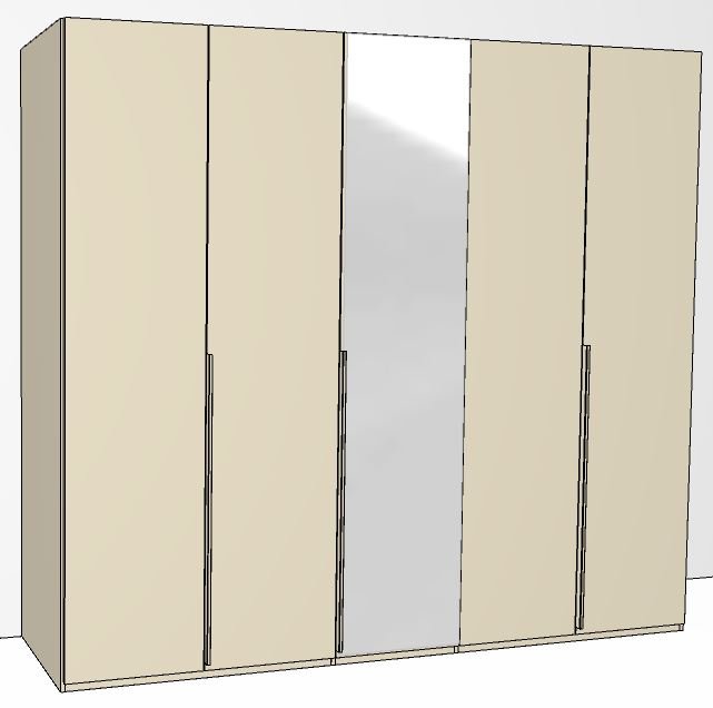5 Door 1 Mirored Doors in Carcase Colour with Mirror