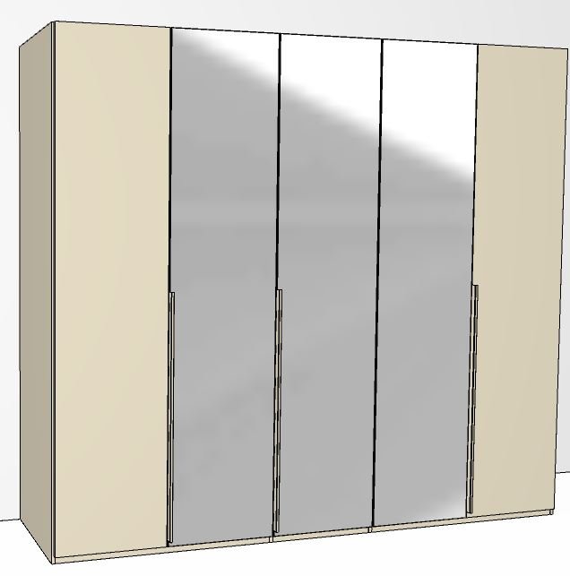 5 Door 3 Mirrored Doors in Carcase Colour with Mirror