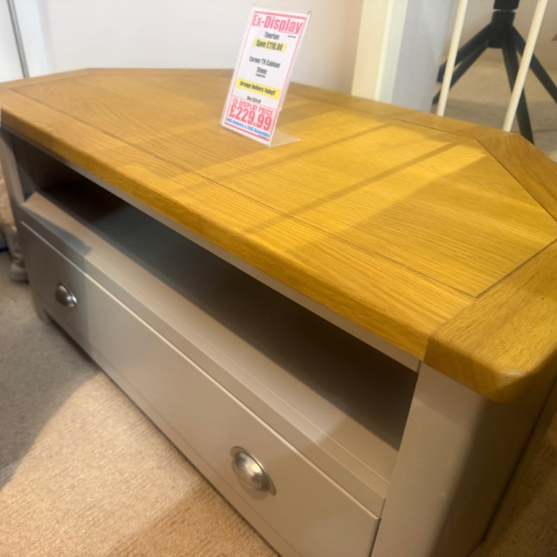 Tiverton Corner TV Cabinet In Stone and Oak