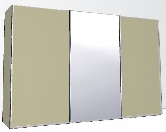 300cm 3 Door Robe 1 Centre Mirrored Door