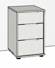 3 Drawer Bedside 40cm Wide 64cm High Front in carcase colour