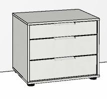 3 Drawer Bedside 60cm Wide 48cm High Front in carcase colour