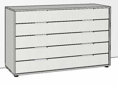 5 Drawer Chest 141cm Wide Front in carcase colour