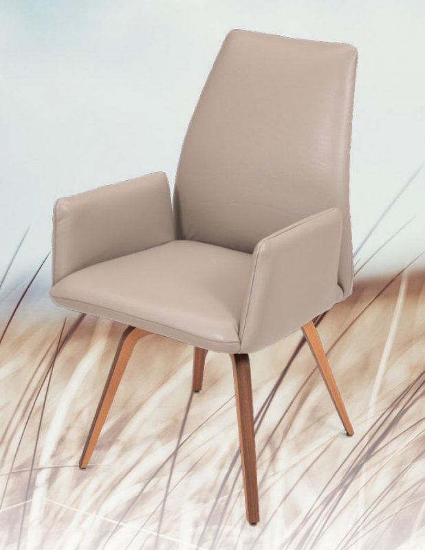 Romeo With Arms Dining Chair  With Swivel & Glide Action- Legs C Soleda Leather All Over