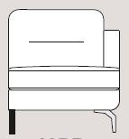 Mateo 88cm Single Right Arm Unit Fabric - Cat 120 - Dynamic Seat