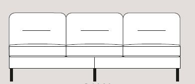 Mateo 241cm Armless Unit Fabric - Cat 120 - Dynamic Seat