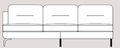 Mateo 253cm Single Left Arm Unit Fabric - Cat 120 - Dynamic Seat