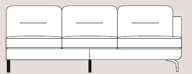 Mateo 253cm Single Right Arm Unit Fabric - Cat 120 - Dynamic Seat