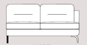 Mateo 188cm Single Right Arm Unit Fabric - Cat 120 - Dynamic Seat