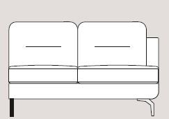 Mateo 158cm Single Right Arm Unit Fabric - Cat 120 - Dynamic Seat