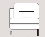 Mateo 88cm Single Left Arm Unit Fabric - Cat 120 - Dynamic Seat