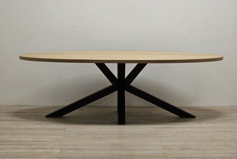 Oakland Oval Square End Top 180 x 90cm (40mm Deep) - Stellar Rectangular Metal Tripod Base