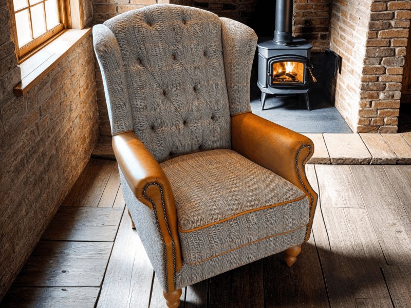 Stirling Wing Harris Tweed Chair