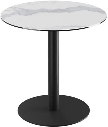 Orlando Round Table 75 x 75 cm - Matt Marble - Black lacquered steel legs