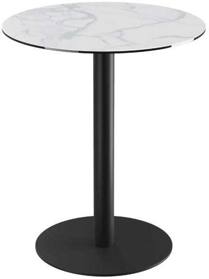 Orlando Round Table 75 x 90 cm - Matt Marble - Black lacquered steel legs