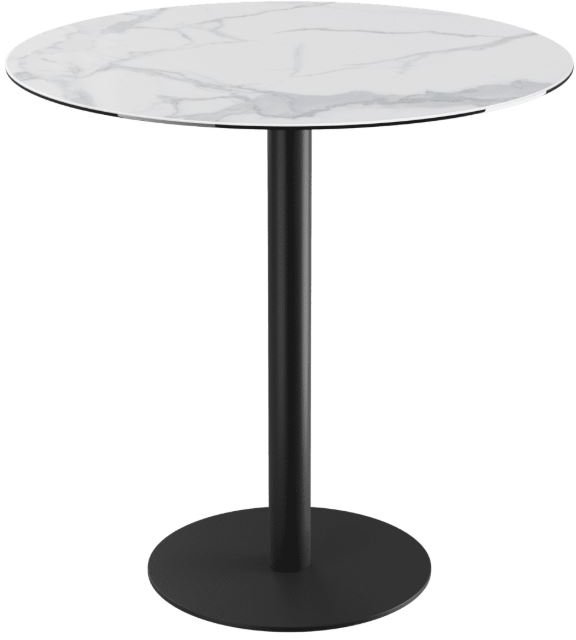 Orlando Round Table 100 x 90 cm - Matt Marble - Black lacquered steel legs