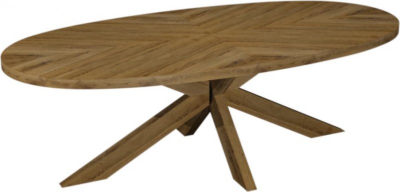 Chevron Rustic Oak 240cm - Extra Large 8 Seater Dining Table  - WOODEN LEGS