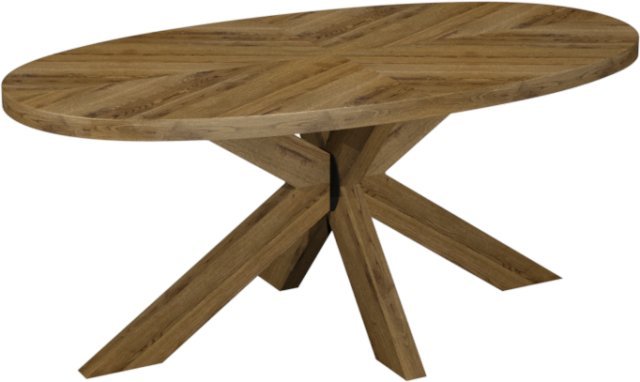 Chevron Rustic Oak 200cm - Large 6 Seater Dining Table  - WOODEN LEGS