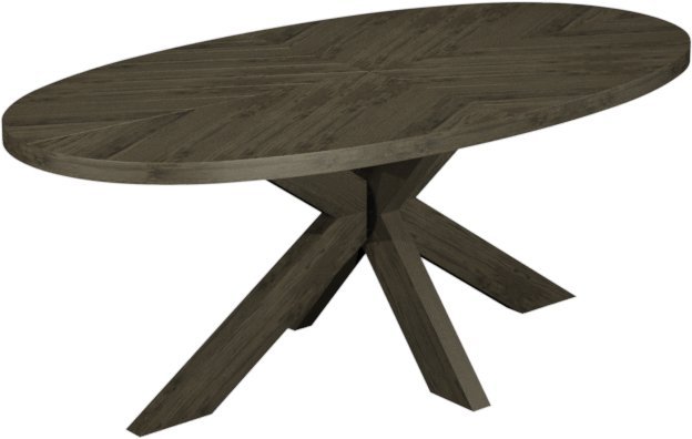 Chevron Fumed Oak 200cm - Large 6 Seater Dining Table  - WOODEN LEGS