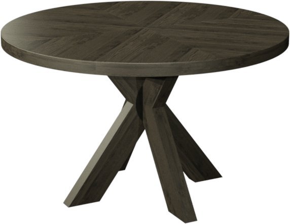 Chevron Fumed Oak 125cm - Circular Table  - WOODEN LEGS