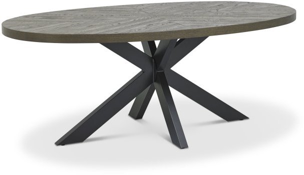 Chevron Fumed Oak 240cm - Extra Large 8 Seater Dining Table  - METAL LEGS