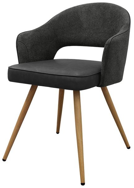 Dining Chair - Grey Fabric & Dark Grey Faux Leather