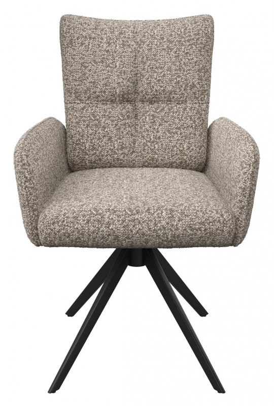 Oska Swivel With Arms Dining Chair - Beige