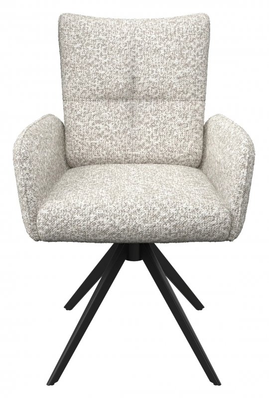 Oska Swivel With Arms Dining Chair - Ivory