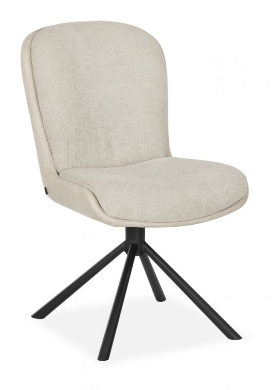 Yarnis Dining Chair - Toffee / Beige - Black Leg