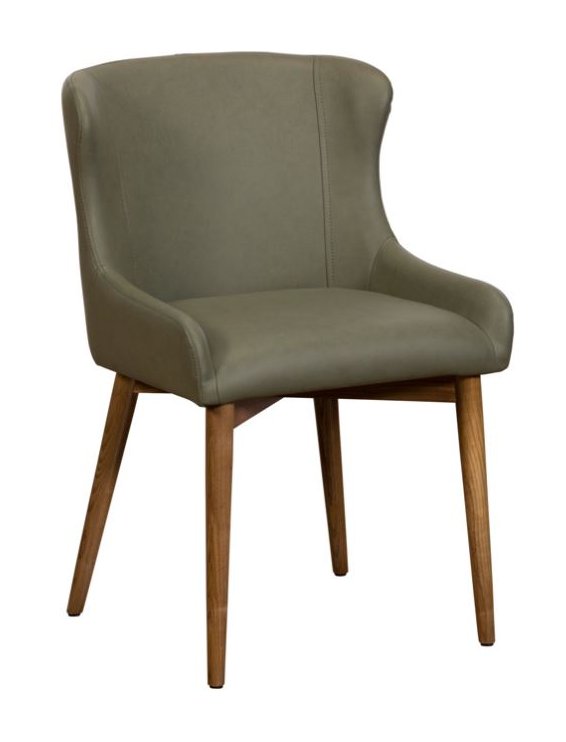 Portofino Dining Chair with Wooden Leg - Green