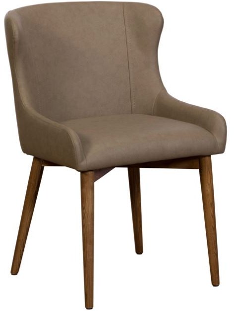 Portofino Dining Chair with Wooden Leg - Taupe