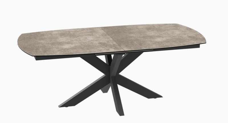 Extending Dining Table 130/170 x 100 x 76 cm - Argile - Black lacquered steel legs