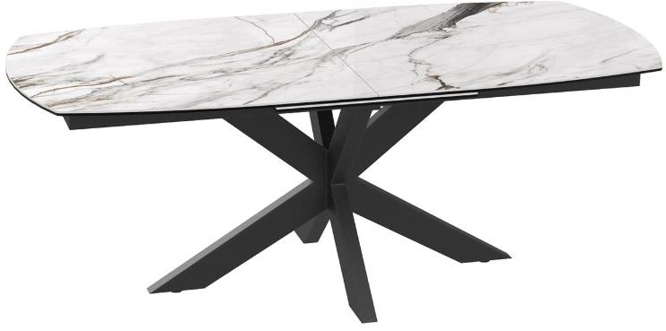 Extending Dining Table 130/170 x 100 x 76 cm - Fiorention Marble - Black lacquered steel legs